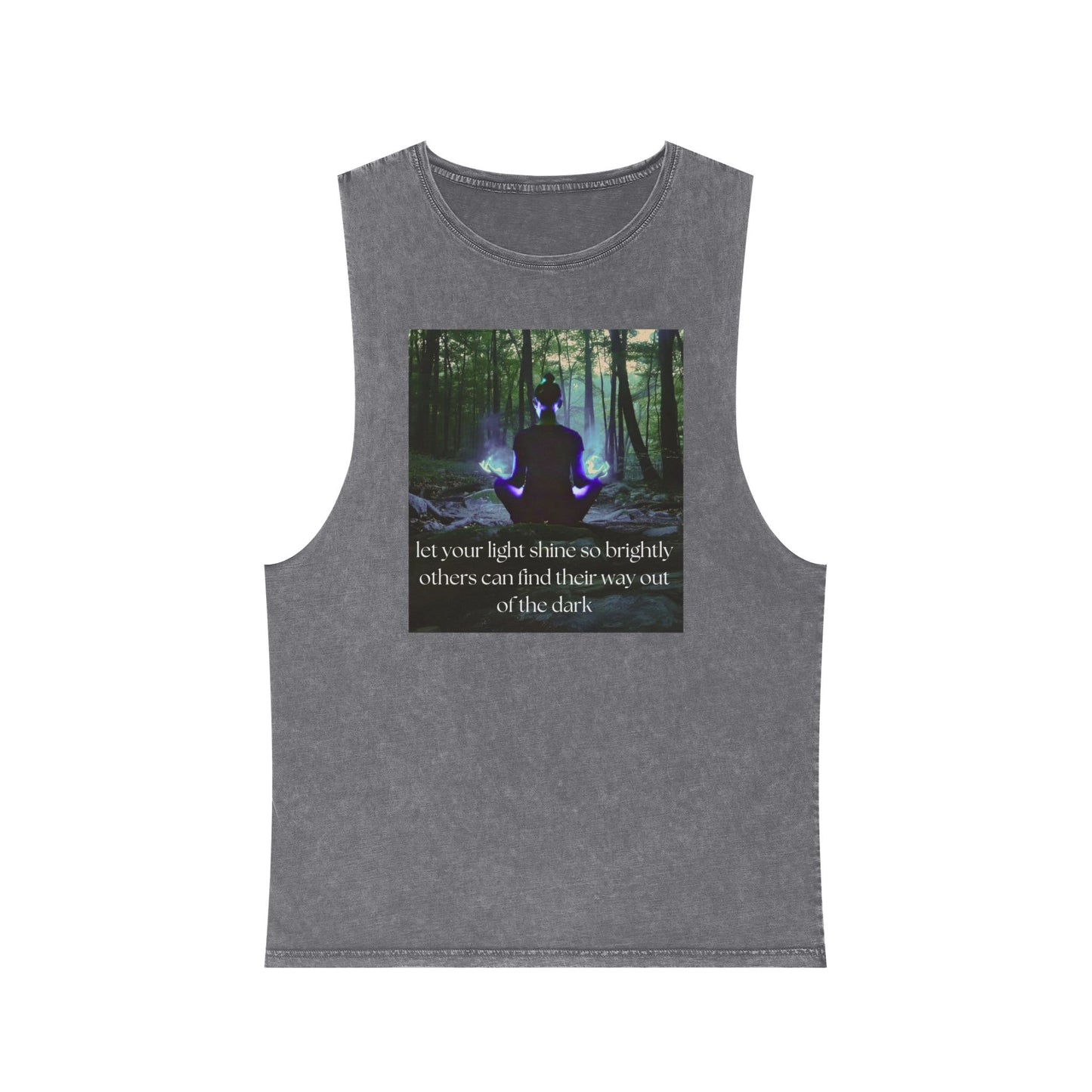 Inspirational Unisex Stonewash Tank Top - 'Let Your Light Shine' Motivational Design